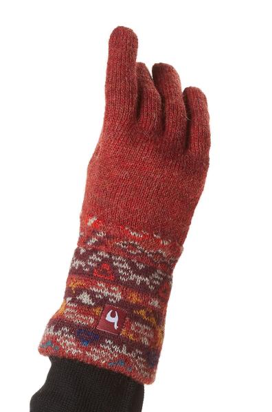 Alpaka Jacquard Fingerhandschuhe GELIA aus 100% Baby Alpaka : Size - L