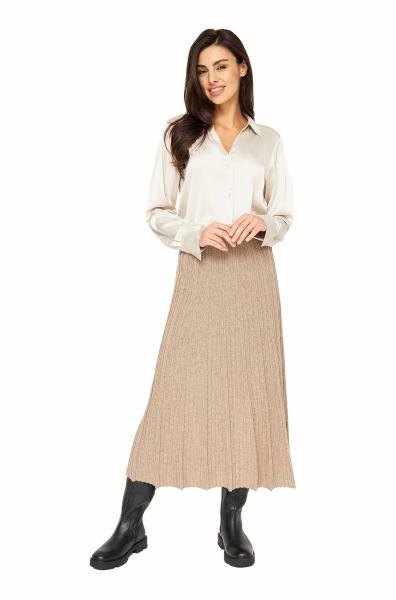 Alpaka Plissee Rock STELLA aus : Farbe / Gr - sand, Size - L
